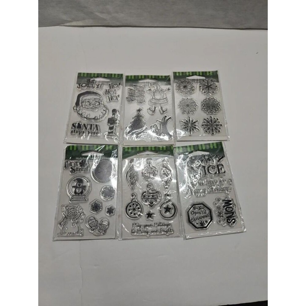 Set of 6 Christmas & Holiday Clear Stamps Packs